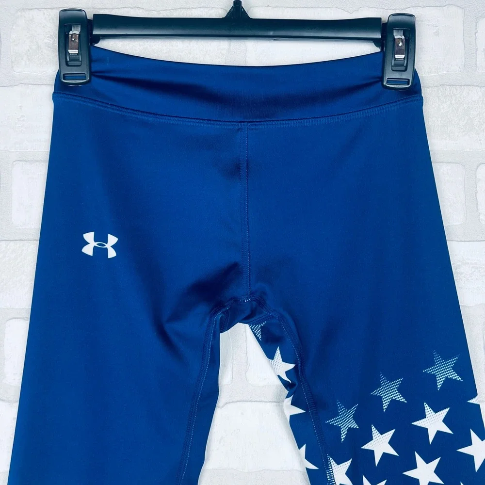 Under Armour Kids Navy Blue Stars and Stripes HeatGear Capri Leggings YMD